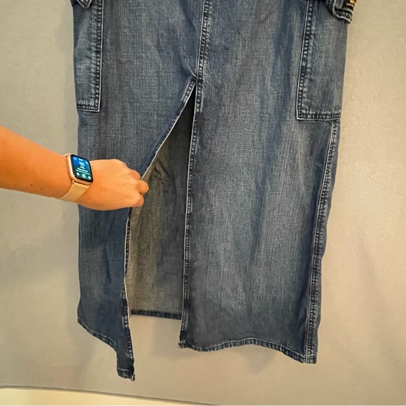 Ralph Lauren Polo Jeans Denim Cargo Maxi Skirt Size 12 - Picture 5 of 10
